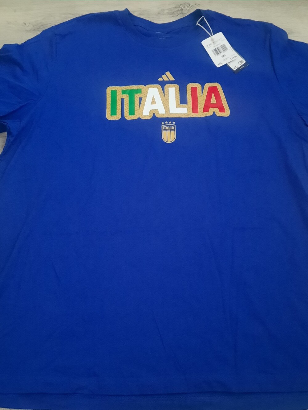 Adidas Italia Men's Blue Graphic T-Shirt